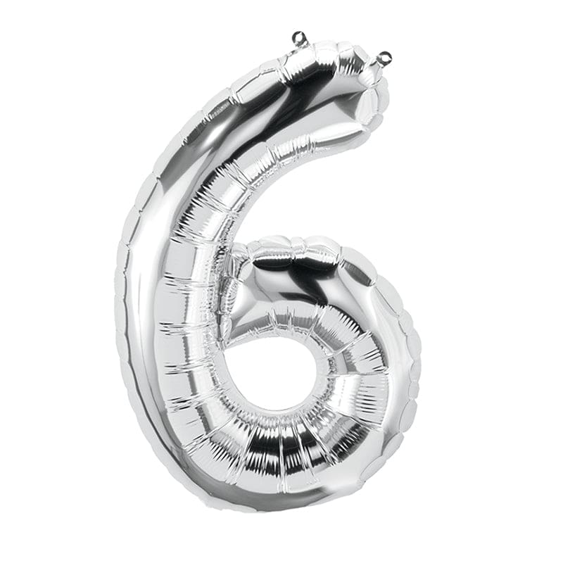 16In Foil Balloon Silver Number 6 (Pack of 12) - Accessories - Pioneer Balloon Company