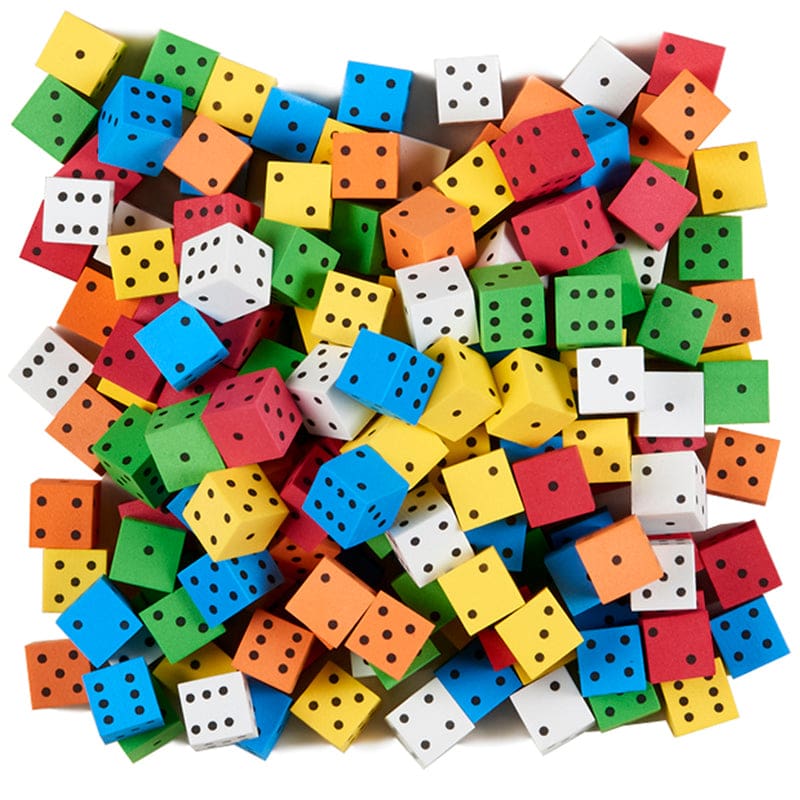16Mm Color Spot Foam Dice 200 Count Assorted - Dice - Koplow Games Inc.