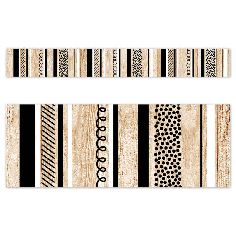 Stripes And Doodles On Wood Border (Pack of 8)