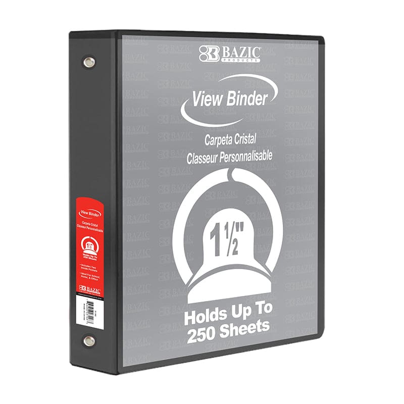 3Ring Binder with 2 Pockets 1.5In Blk (Pack of 8) - Folders - Bazic Products