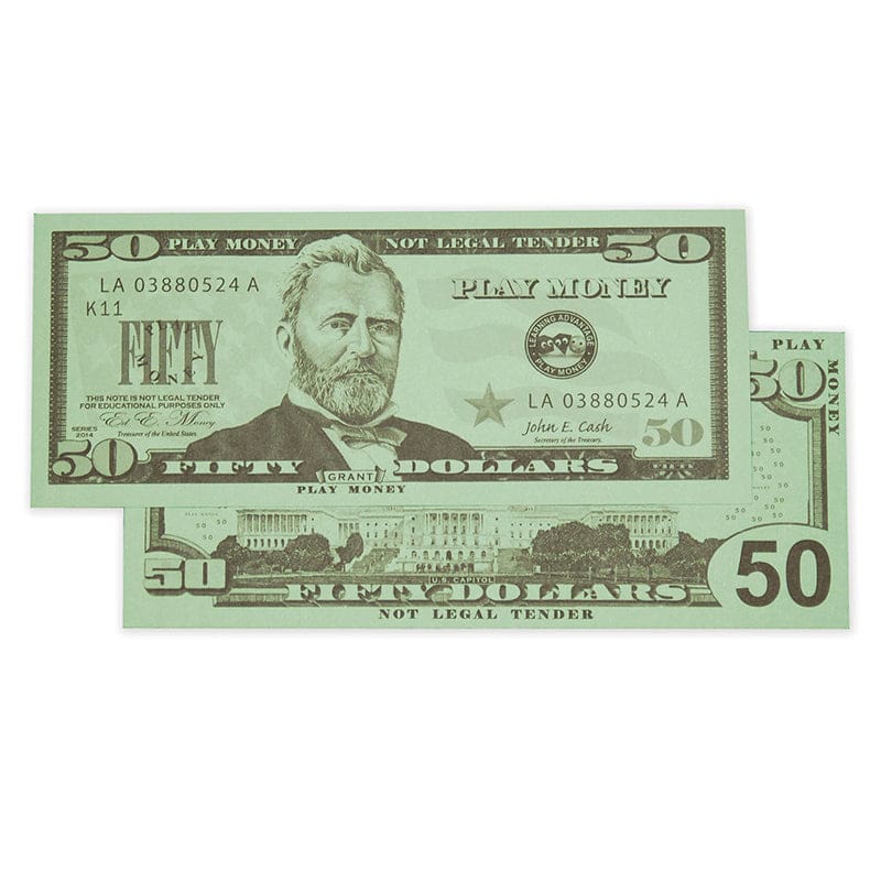 $50 Bills Set Of 50 (Pack of 10) - Money - Learning Advantage