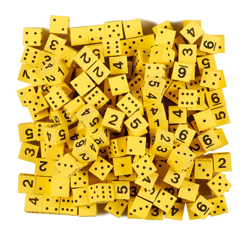 5/8In Yellow Foam Dice with Spots/Num - Dice - Koplow Games Inc.