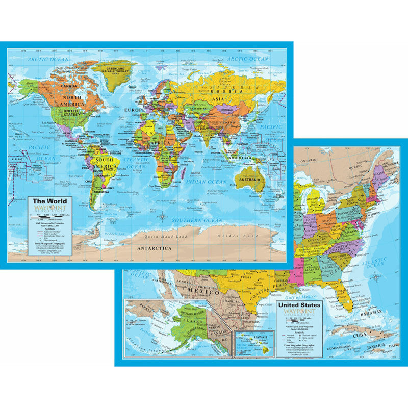 32Ct World/Usa Laminatd Notebok Map