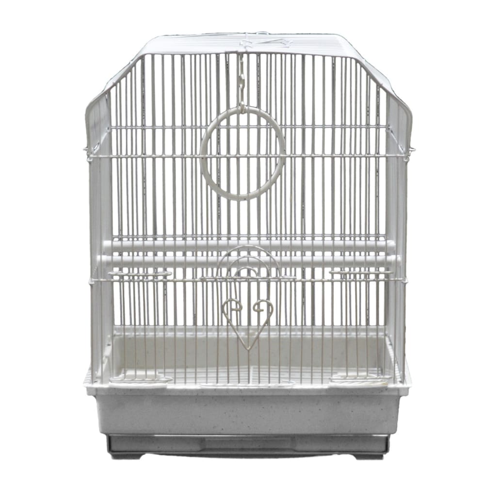 A and E Cages Ornate Top Bird Cage in Retail Box White 14 Inches - Pet Supplies - A and E