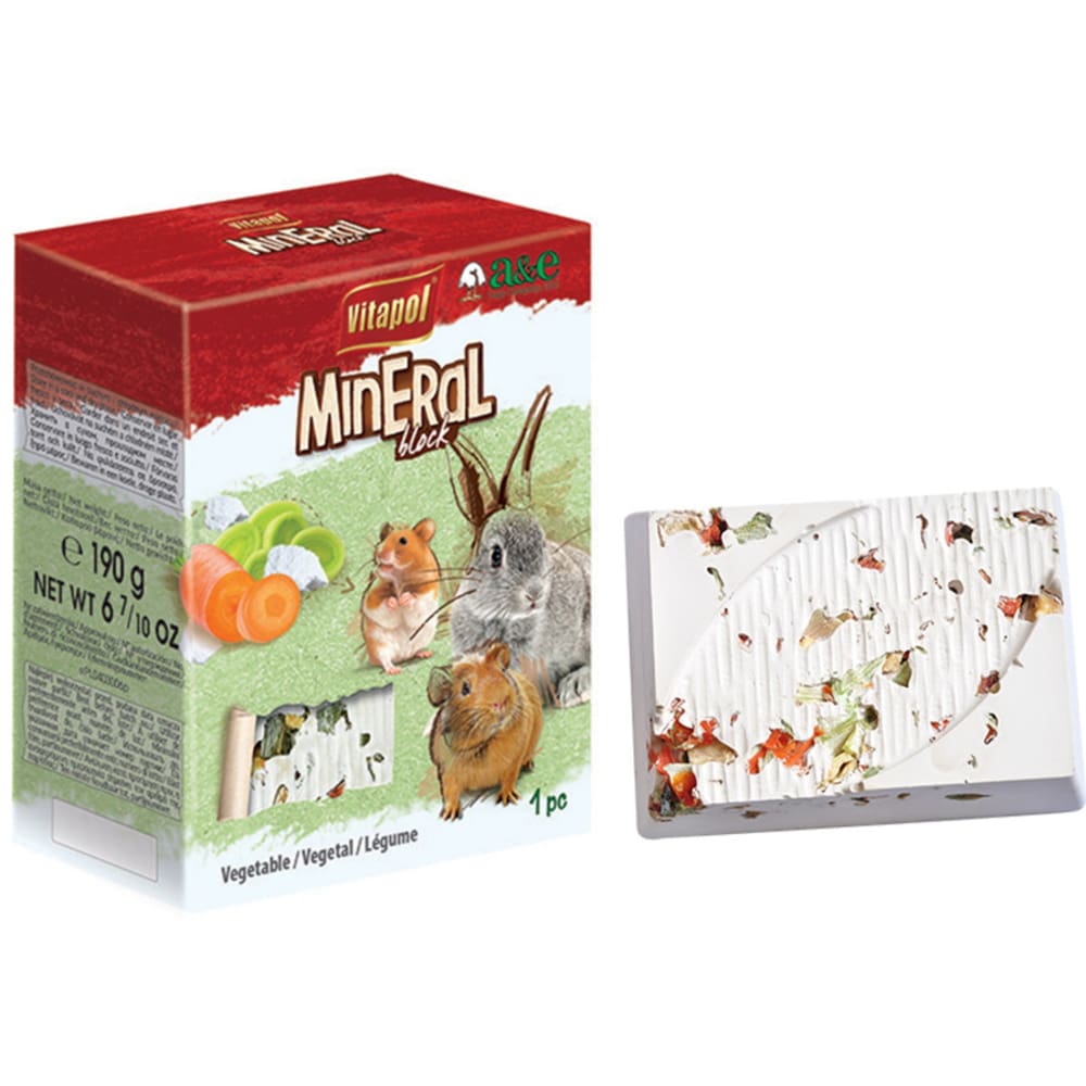 A and E Cages VitaPol Lime-Mineral Block for Small Animals Vegetable; 1ea-190 g - Pet Supplies - A and E