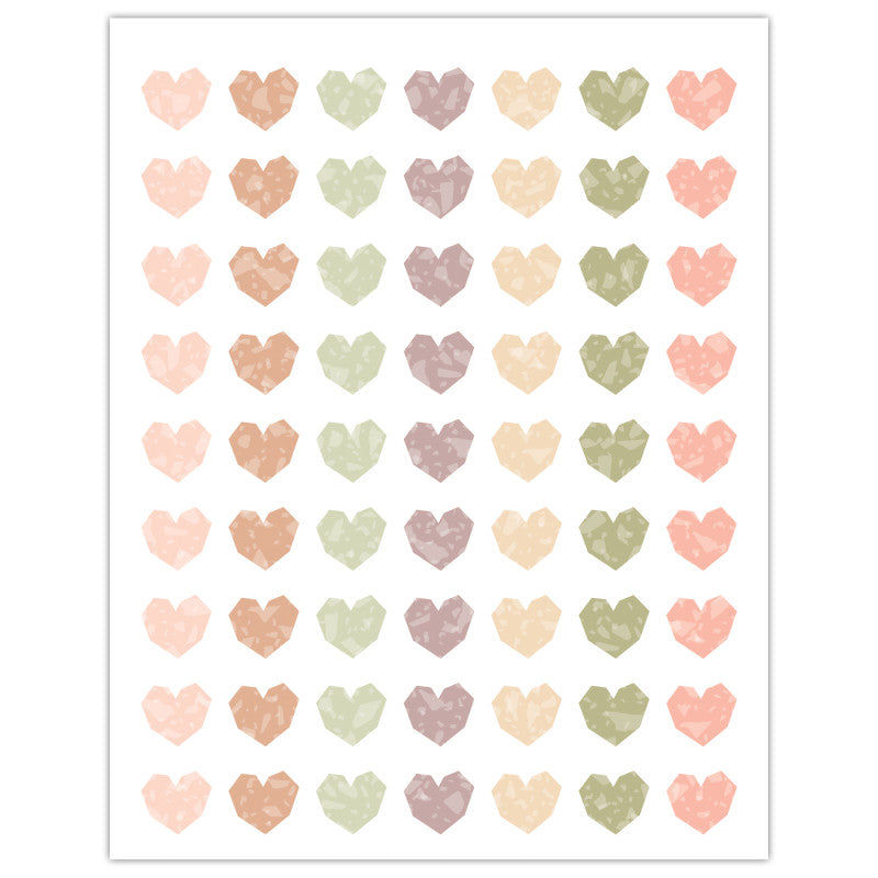Terrazzo Tones Hearts Mini Stickers (Pack of 12)