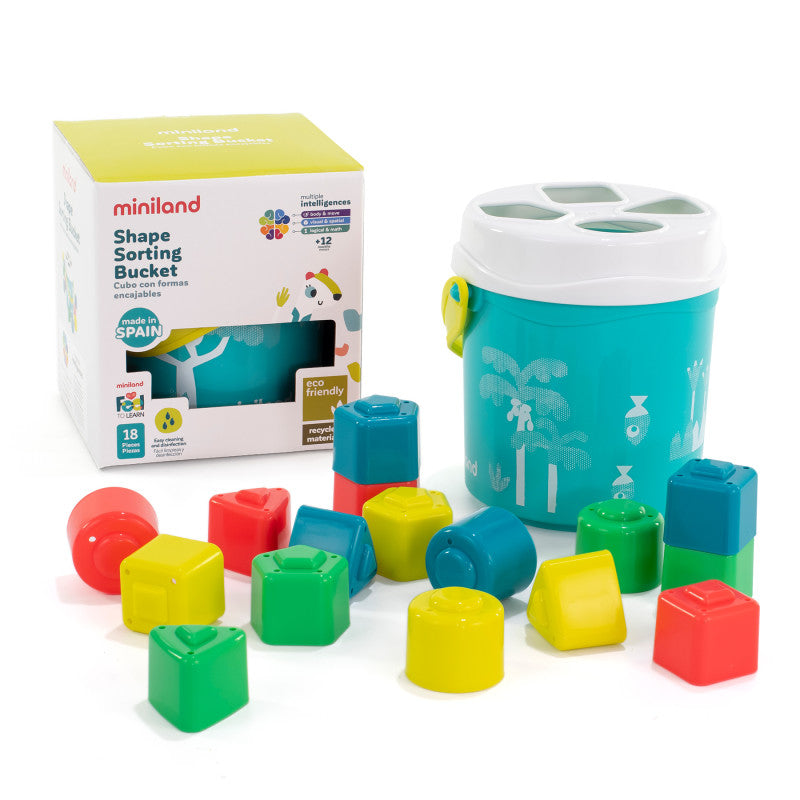 Turquoise Shape Sorting Bucket Feel To Learn (Pack of 2)