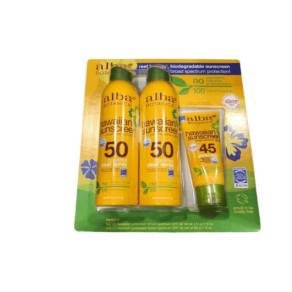 Alba Botanica Coconut Clear and Green Tea Sunscreen 3 Pack - ShelHealth.Com