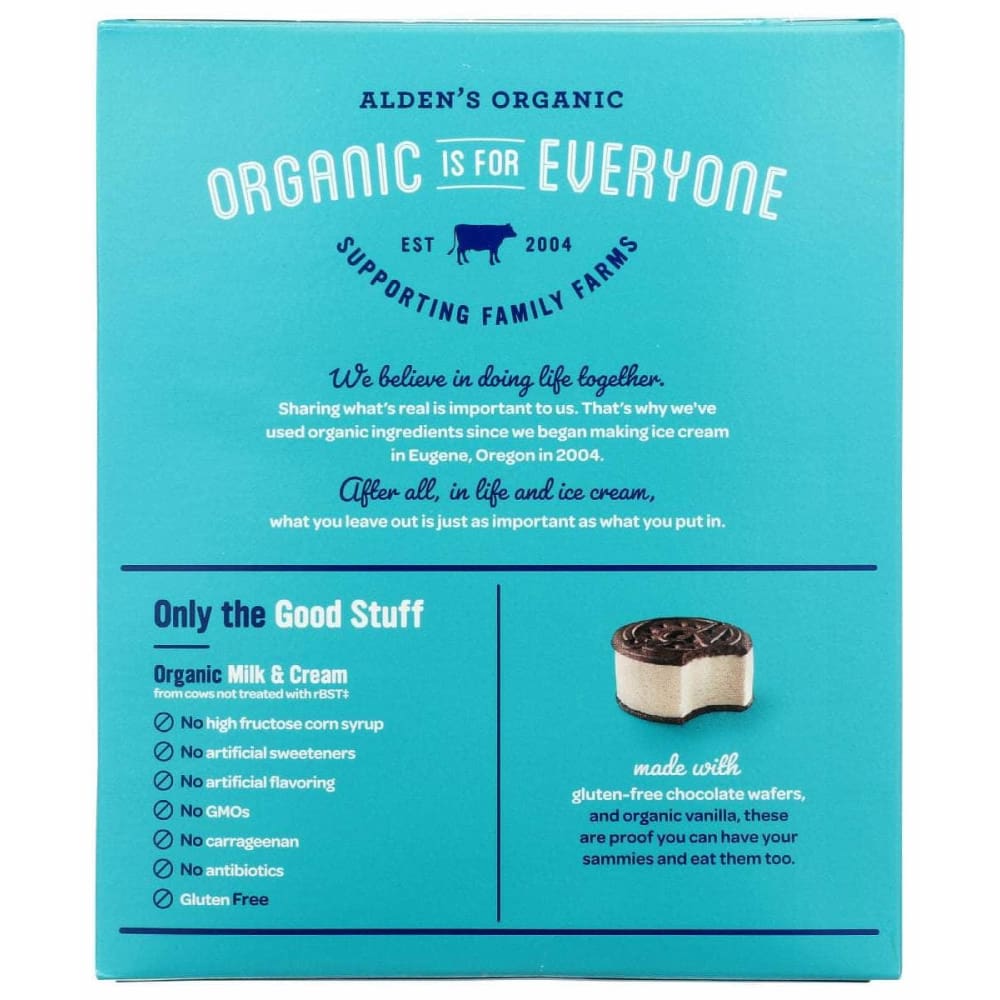 ALDENS ORGANIC Grocery > Frozen ALDENS ORGANIC: Vanilla Bean Ice Cream Sandwich, 14 oz