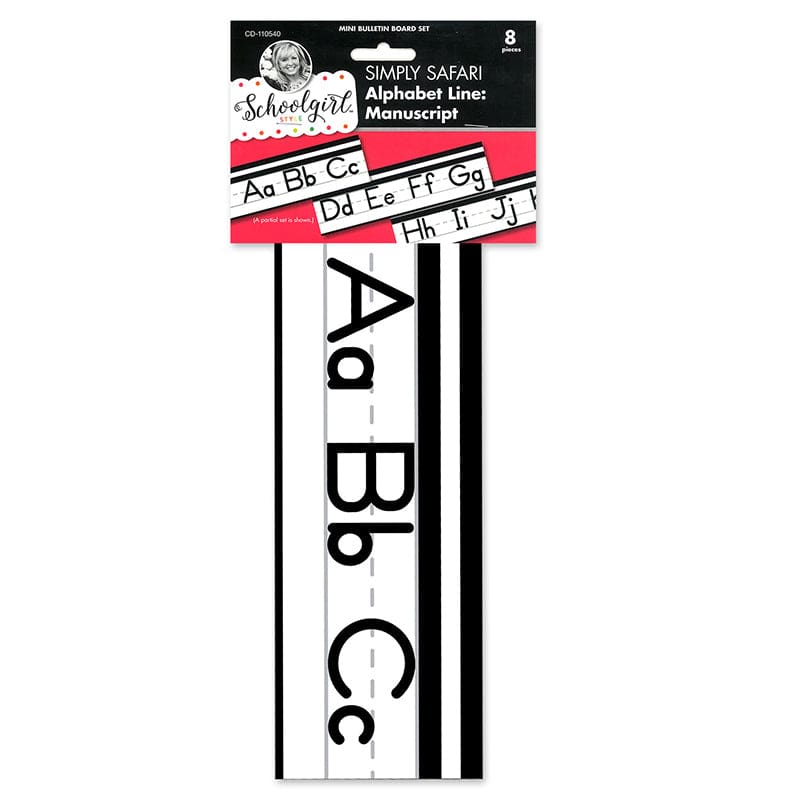 Alphabet Line Bulletin Board Set Simply Safari Manuscript (Pack of 6) - Alphabet Lines - Carson Dellosa Education