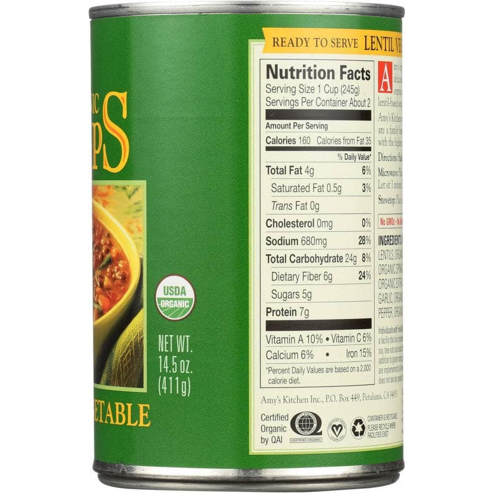 AMYS Amy'S Organic Lentil Vegetable Soup, 14.5 Oz