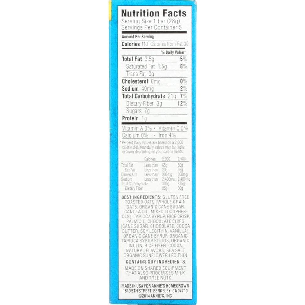 ANNIES Annie'S Homegrown Double Chocolate Chip Granola Bars, 4.9 Oz