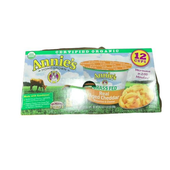 Annie's Organic Grass Fed Shells & Real Aged Cheddar, Macaroni & Cheese, 2.15 oz. , 12 Count oz - ShelHealth.Com