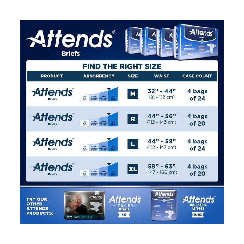 Attends Brief Dermadry X-Large Breathable Case of 60 - Incontinence >> Briefs and Diapers - Attends