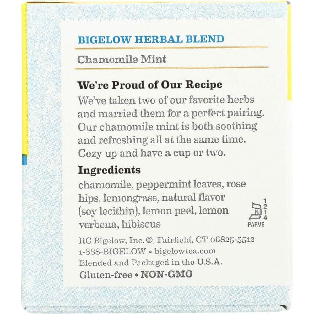 BIGELOW Grocery > Beverages > Coffee, Tea & Hot Cocoa BIGELOW: Chamomile Mint Herb Tea All Natural Caffeine Free 20 tea bags, 1.09 oz