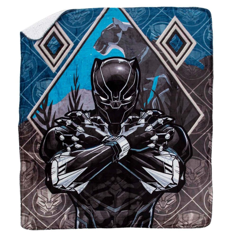 Black Panther I’m Home Cloud Sherpa Throw Blanket 50 x 60 - Kids Bedding - Black