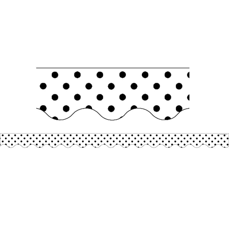 Black Polka Dots On White Scalloped Border Trim (Pack of 10) - Border/Trimmer - Teacher Created Resources