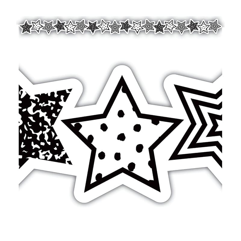 Blk & Wht Stars Die-Cut Border Trim (Pack of 10) - Border/Trimmer - Teacher Created Resources