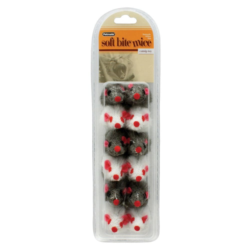 Booda Fur Catnip Mice Cat Toy Grey White Small 12 Pack - Pet Supplies - Booda