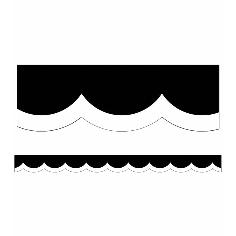 Brights Wavy Line Scalloped Borders Black White & Stylish (Pack of 10) - Border/Trimmer - Carson Dellosa Education