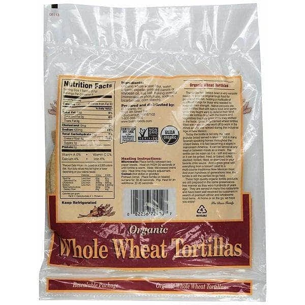 Buenatural Buenatural Organic Whole Wheat Tortillas, 13 oz