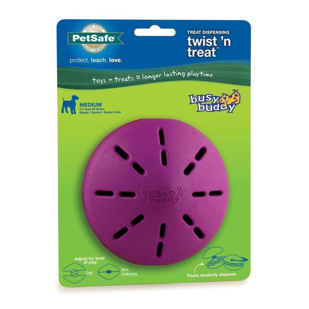 Busy Buddy Twist n Treat Toy Purple Medium - Pet Supplies - Busy Buddy