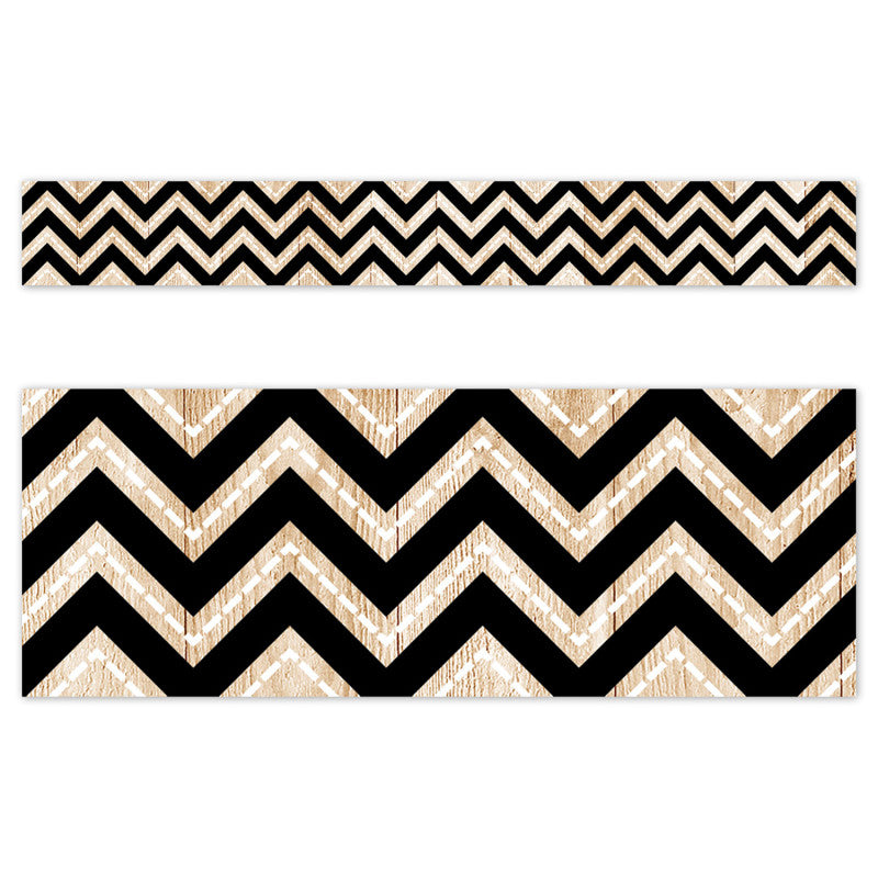 Black And Wood Chevron Cd Ez Border (Pack of 8)