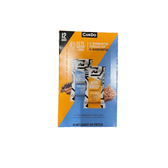 CanDo Keto Krisp Almond Butter Bars, Variety Pack, 1.8 oz, 12 ct