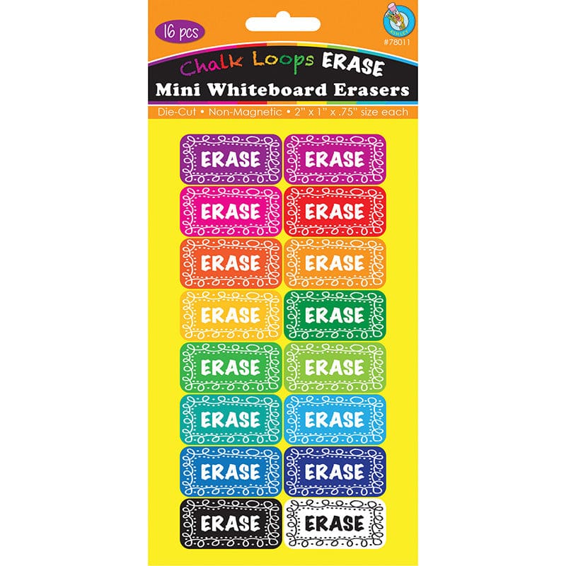 Chalk Loop Mini Wboard Eraser 16/Pk (Pack of 2) - Erasers - Ashley Productions