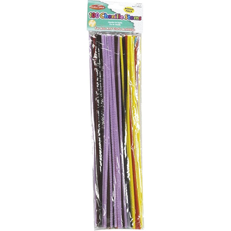 Chenille Stems Assrtd Colors 100/Pk (Pack of 12) - Chenille Stems - Charles Leonard