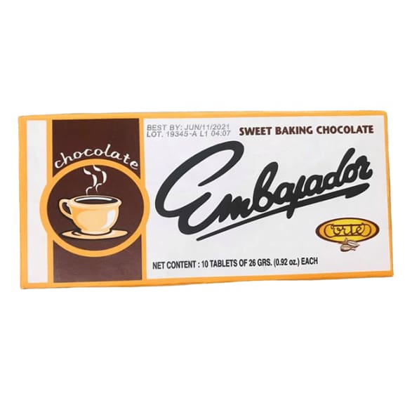 Chocolate de Mesa Embajador - Sweet baking Chocolate from Republica Dominicana, 10 x 0.92 oz - ShelHealth.Com