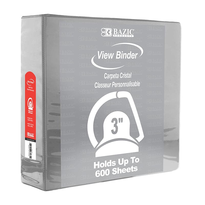 D Ring Binder with Pockts 3In Gry (Pack of 6) - Folders - Bazic Products