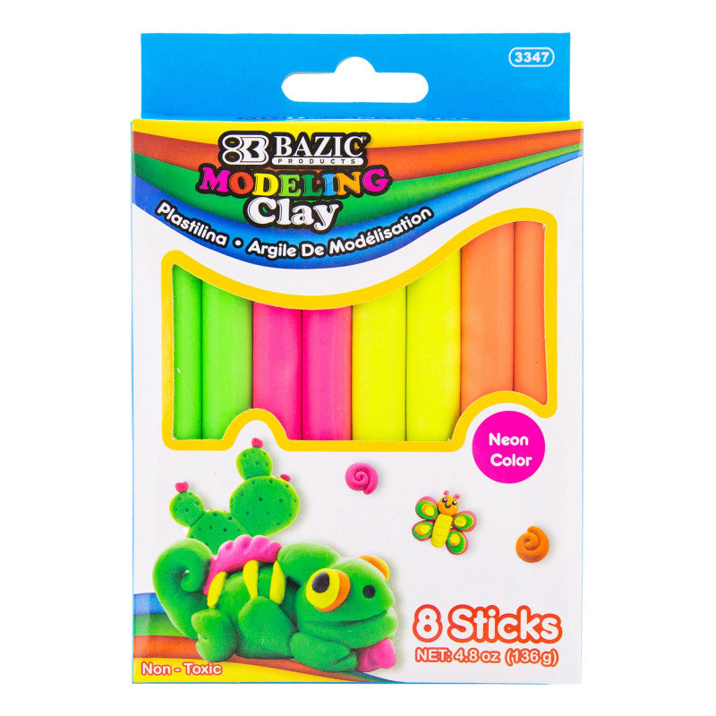 4 Fluor Colors Modeling Clay Sticks 4.8 Oz 136G (Pack of 12)
