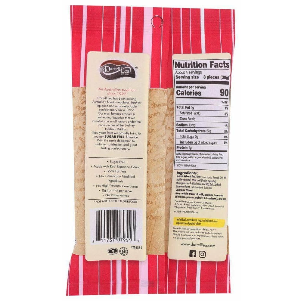 Darrell Lea Darrell Lea Licorice Strawberry Sugar Free, 4 oz