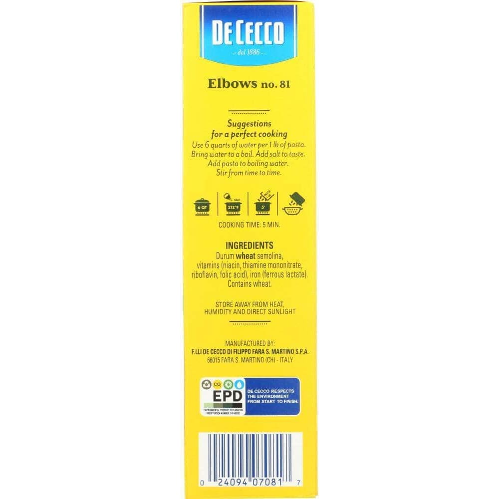 De Cecco De Cecco Pasta Elbows, 16 oz
