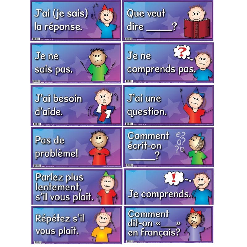 Door Signs Set Of 12 French - Bulletin Board Sets - Poster Pals