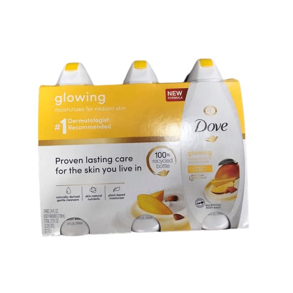 Dove Glowing Mango and Almond Butter Body Wash, 3 x 24 fl. oz - ShelHealth.Com