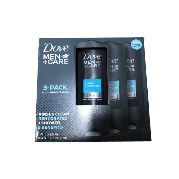 Dove Men Clean Comfort Body Wash, 3 pk./18 oz. - ShelHealth.Com
