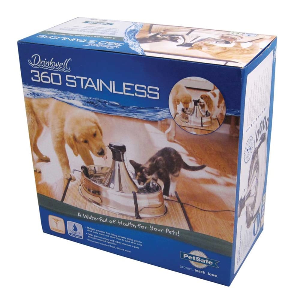 Drinkwell Stainless Steel 360 Pet Fountain 128oz Silver - Pet Supplies - Drinkwell