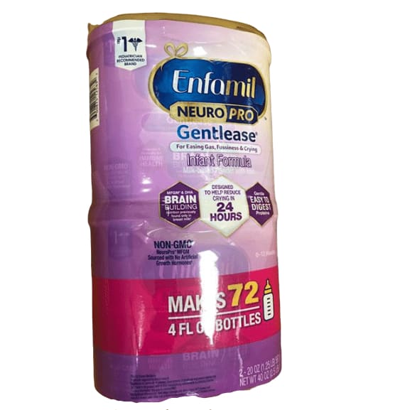 Enfamil NeuroPro Gentlease Infant Formula - Brain Building Nutrition Inspired by Breast Milk - Reusable Powder Tub, 20 oz (Pack of 2) - ShelHealth.Com