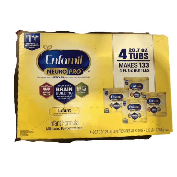 Enfamil NeuroPro Infant Formula - Brain Building Nutrition Inspired by Breast Milk - Reusable Powder Tub, 20.7 oz (Pack of 4) - ShelHealth.Com