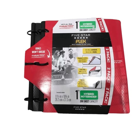Five Star Flex Hybrid NoteBinder - 1 Inch Capacity, 11.5 x 11 Inches, Notebook and Binder All-in-One - 2 Pack - ShelHealth.Com