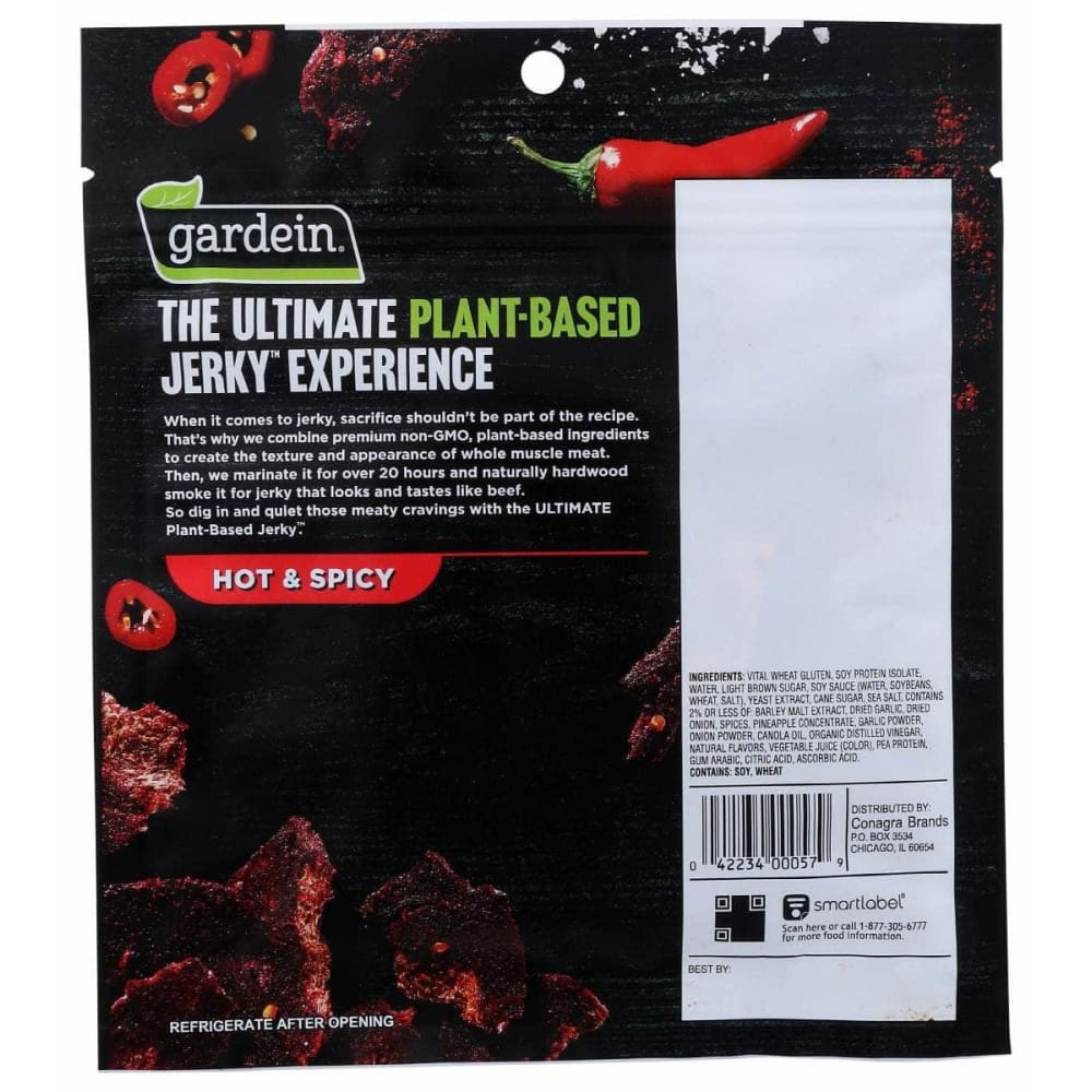 GARDEIN Grocery > SHELF STABLE JERKY & MEAT SNACKS GARDEIN: Ultimate Plant Based Jerky Hot Spicy, 2.25 oz
