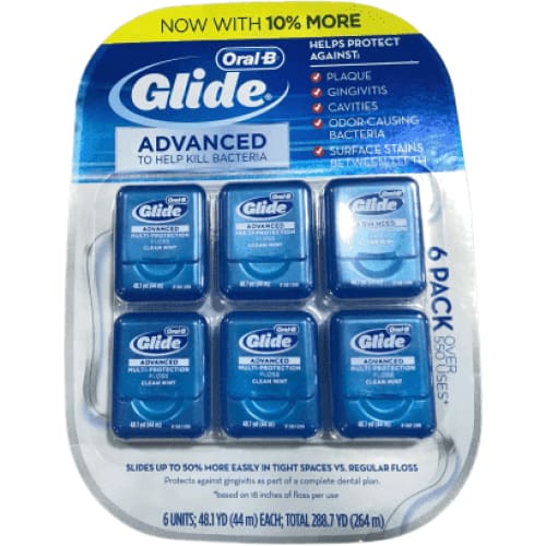 Glide Advanced Multi-Protection Floss, 6 ct, 48.1 yards each 6 x 48.1 Yd. - Clean Mint - ShelHealth.Com