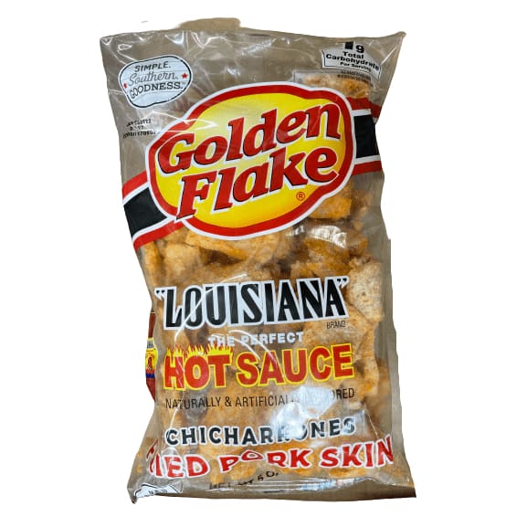 Golden Flake Golden Flake Chicharrones, Louisiana Hot Sauce, 3 oz.