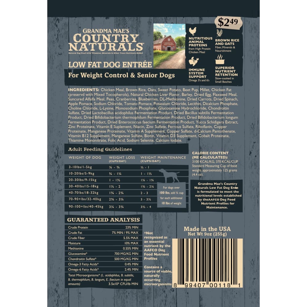 Grandma Maes Country Naturals Premium All Natural Light-Sr Dog Food 14 oz - Pet Supplies - Grandma Maes