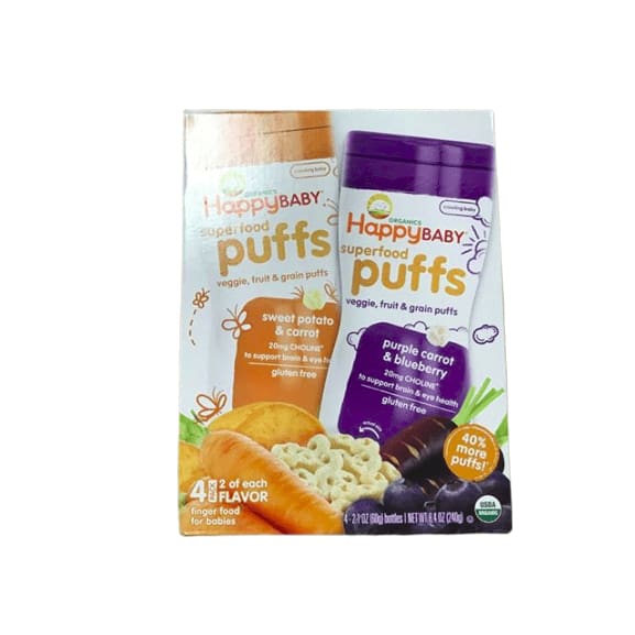 Happy Baby Organic Superfood Puffs Assortment Variety Packs 2.1 Ounce (Pack of 4) - ShelHealth.Com