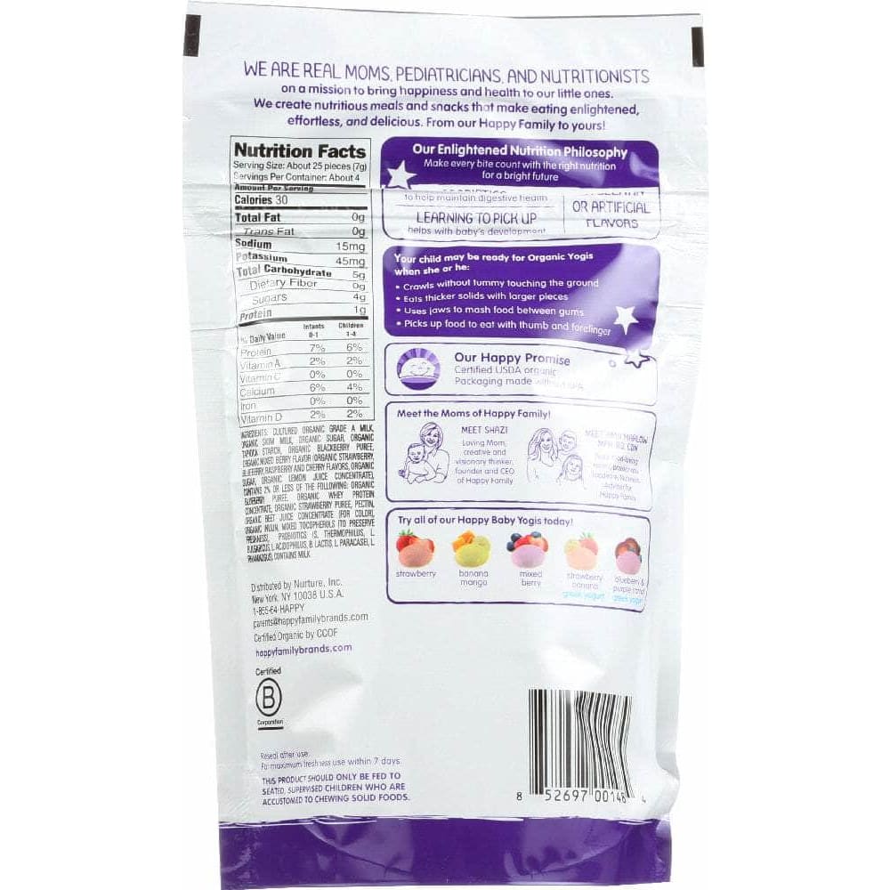 Happy Baby Happy Baby Organic Yogis Yogurt and Fruit Snacks Mixed Berry, 1 oz