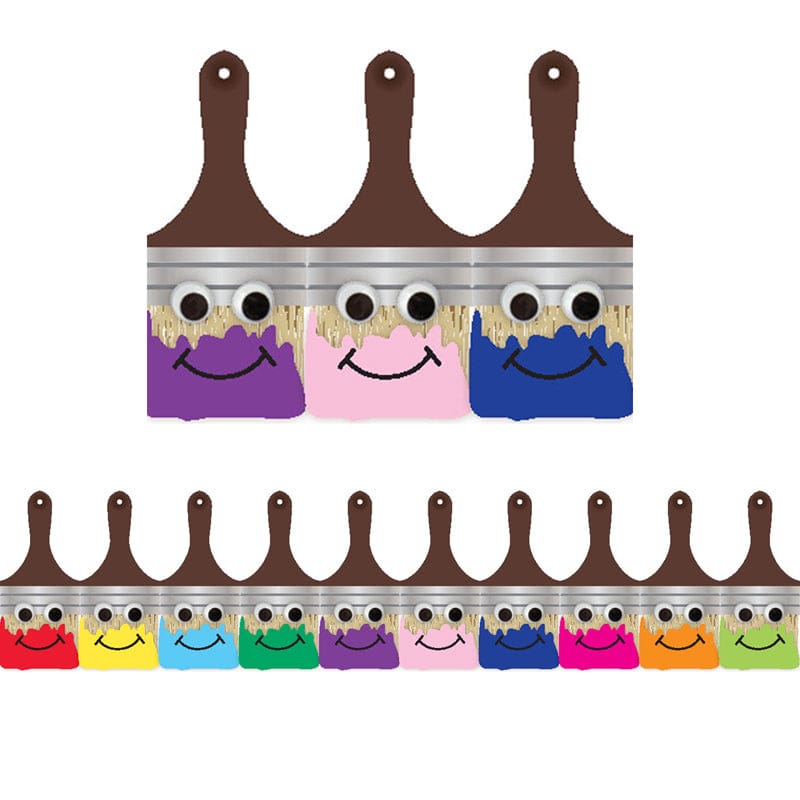 Happy Paintbrush Die Cut Classroom Border (Pack of 8) - Border/Trimmer - Hygloss Products Inc.