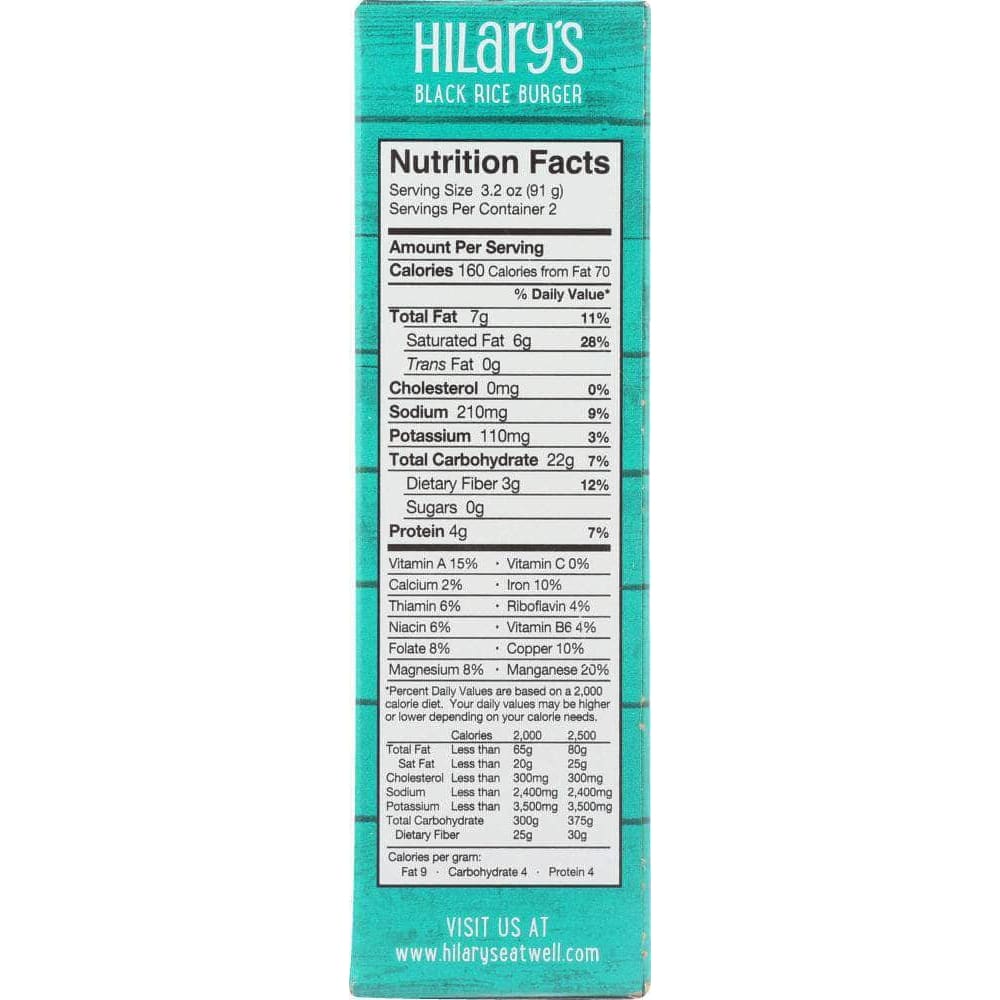 Hilarys Eat Well Hilary's Eat Well Organic Black Rice Burger, 6.4 oz
